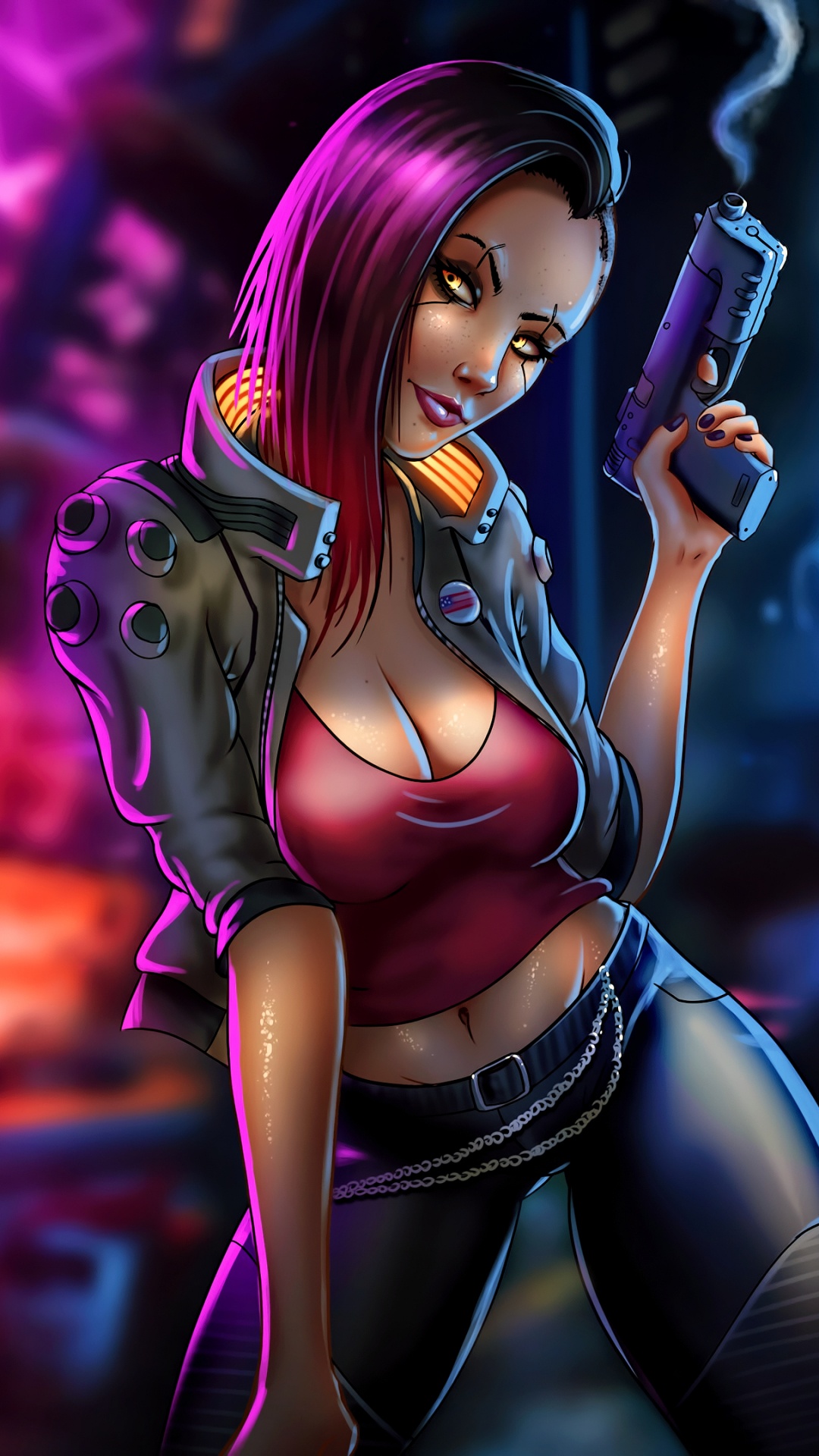 Cyberpunk 2077, Cyberpunk, Art, Violette, Purple. Wallpaper in 1080x1920 Resolution