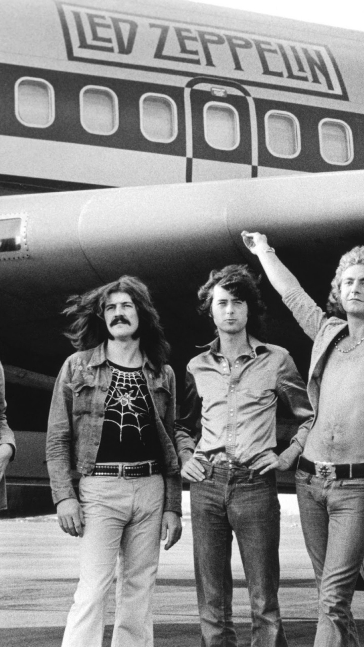 Led Zeppelin, Robert Plant, Jimmy Page, Avion, Mode Monochrome. Wallpaper in 720x1280 Resolution