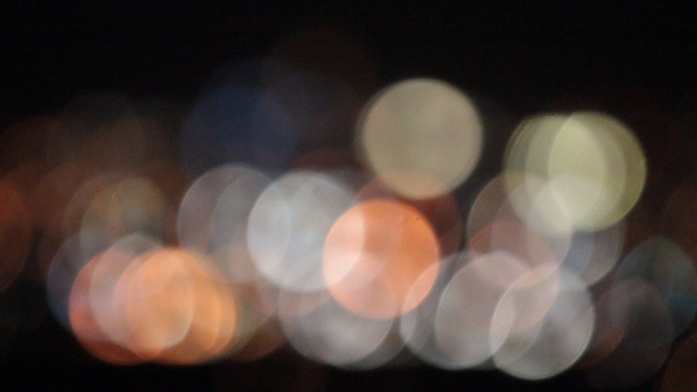 White and Orange Bokeh Lights. Wallpaper in 1366x768 Resolution