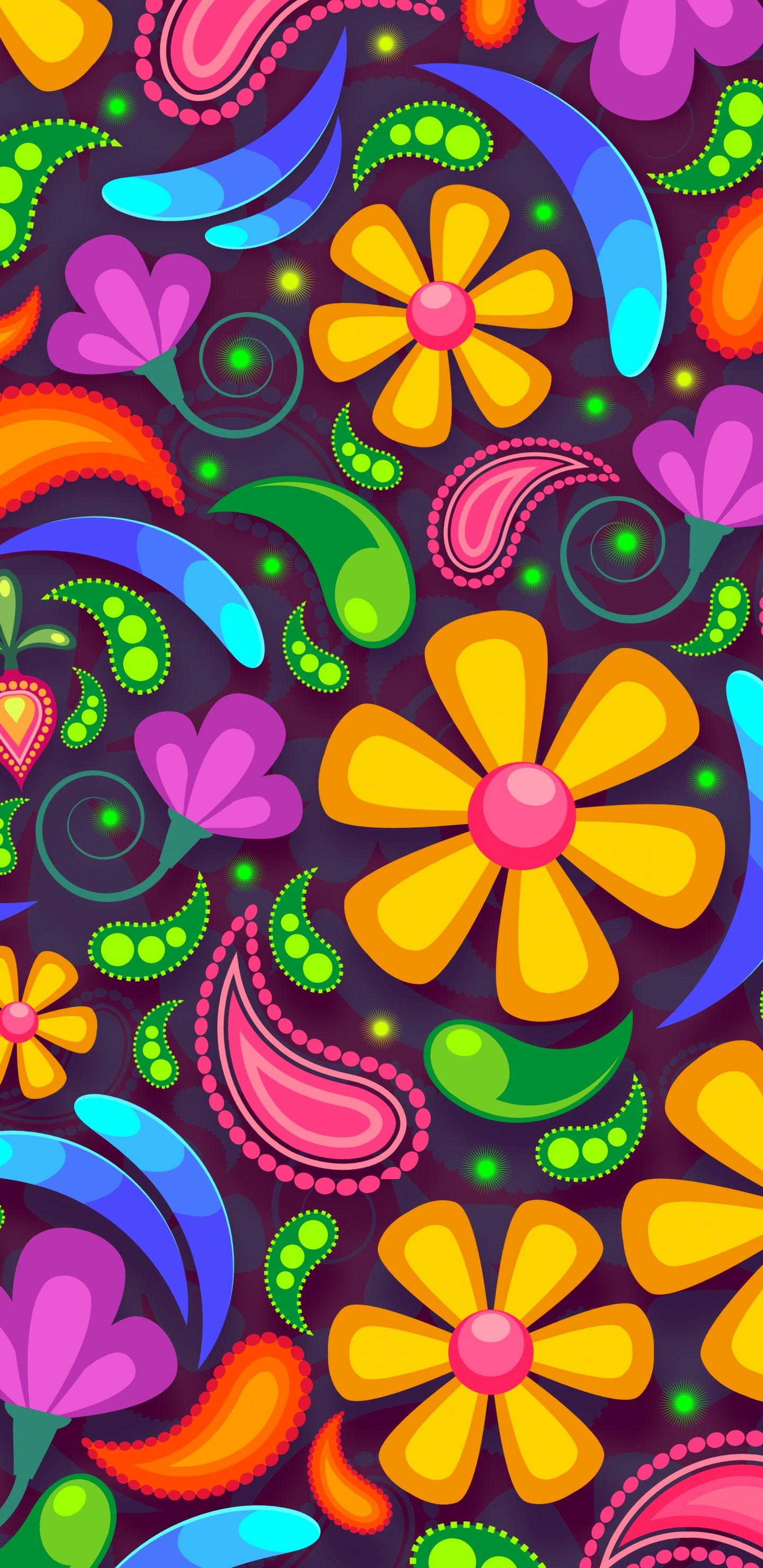Download 1440x2960 Wallpaper Red Green and Yellow Floral Illustration Red Green and Yellow Floral Illustration. Wallpaper in 1440x2960 Resolution