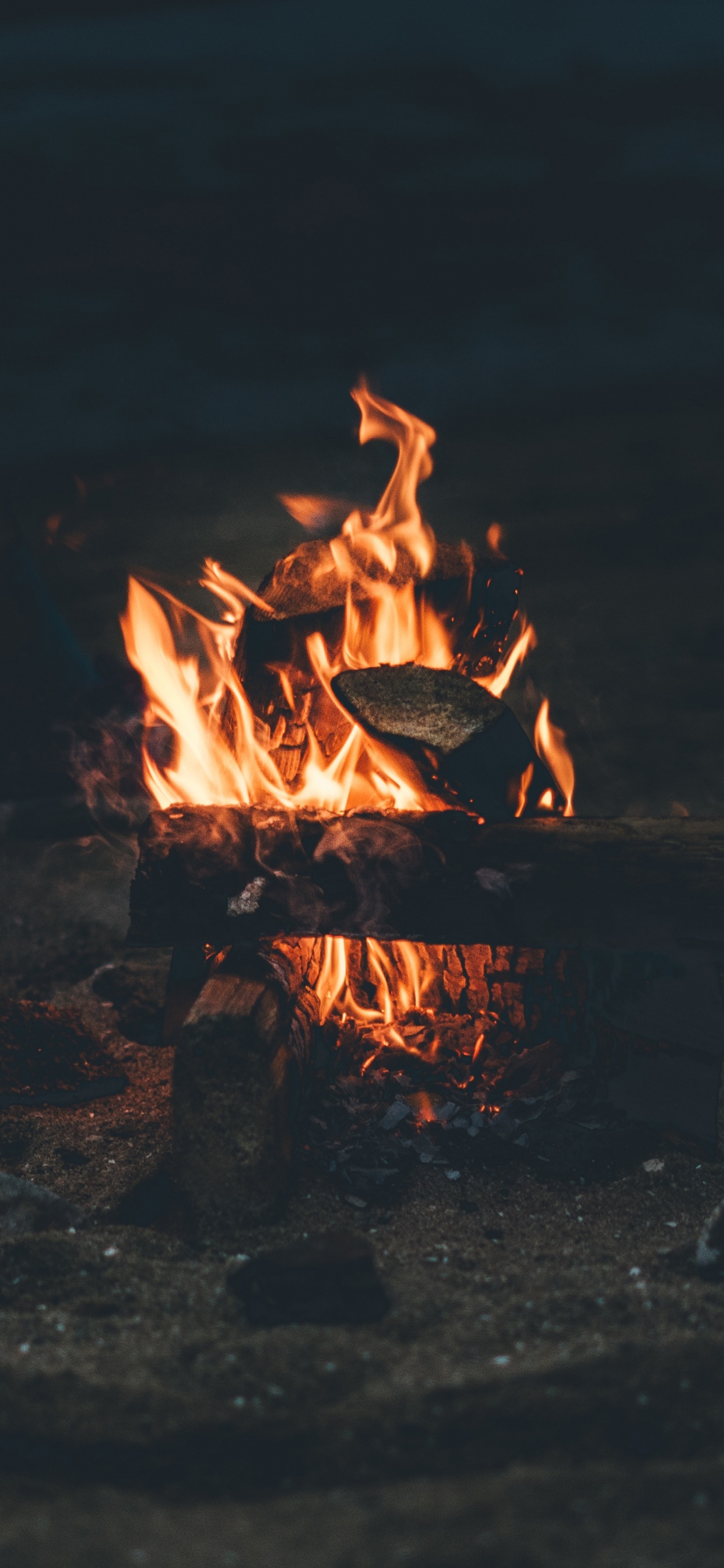 Burning Wood on Fire Pit. Wallpaper in 1242x2688 Resolution
