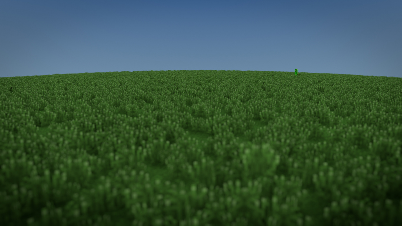 Minecraft, Creeper, Grassland, Field, Crop. Wallpaper in 1366x768 Resolution
