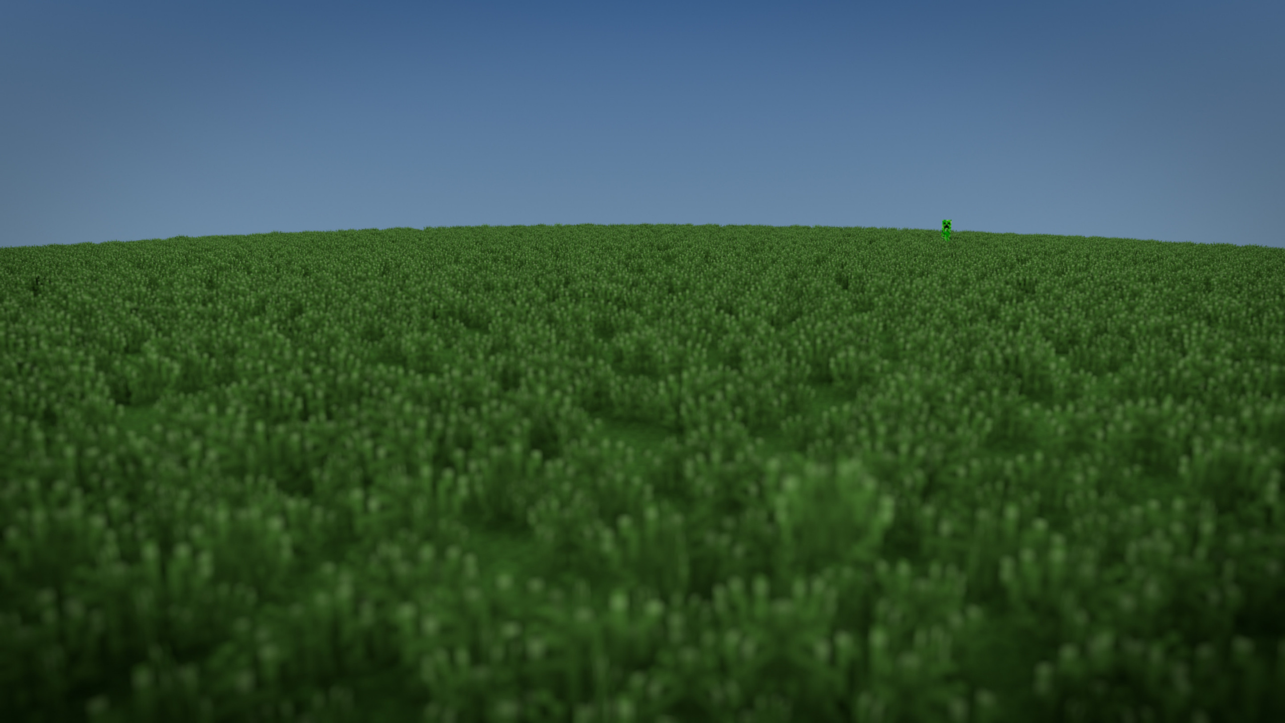 Minecraft, Creeper, Grassland, Field, Crop. Wallpaper in 2560x1440 Resolution