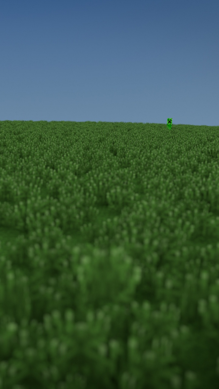Minecraft, Creeper, Grassland, Field, Crop. Wallpaper in 720x1280 Resolution