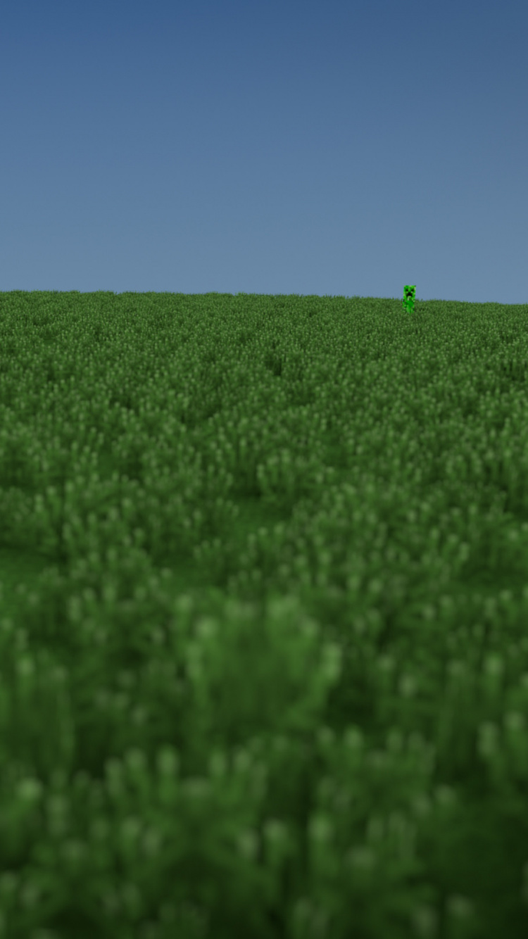 Minecraft, Creeper, Grassland, Field, Crop. Wallpaper in 750x1334 Resolution