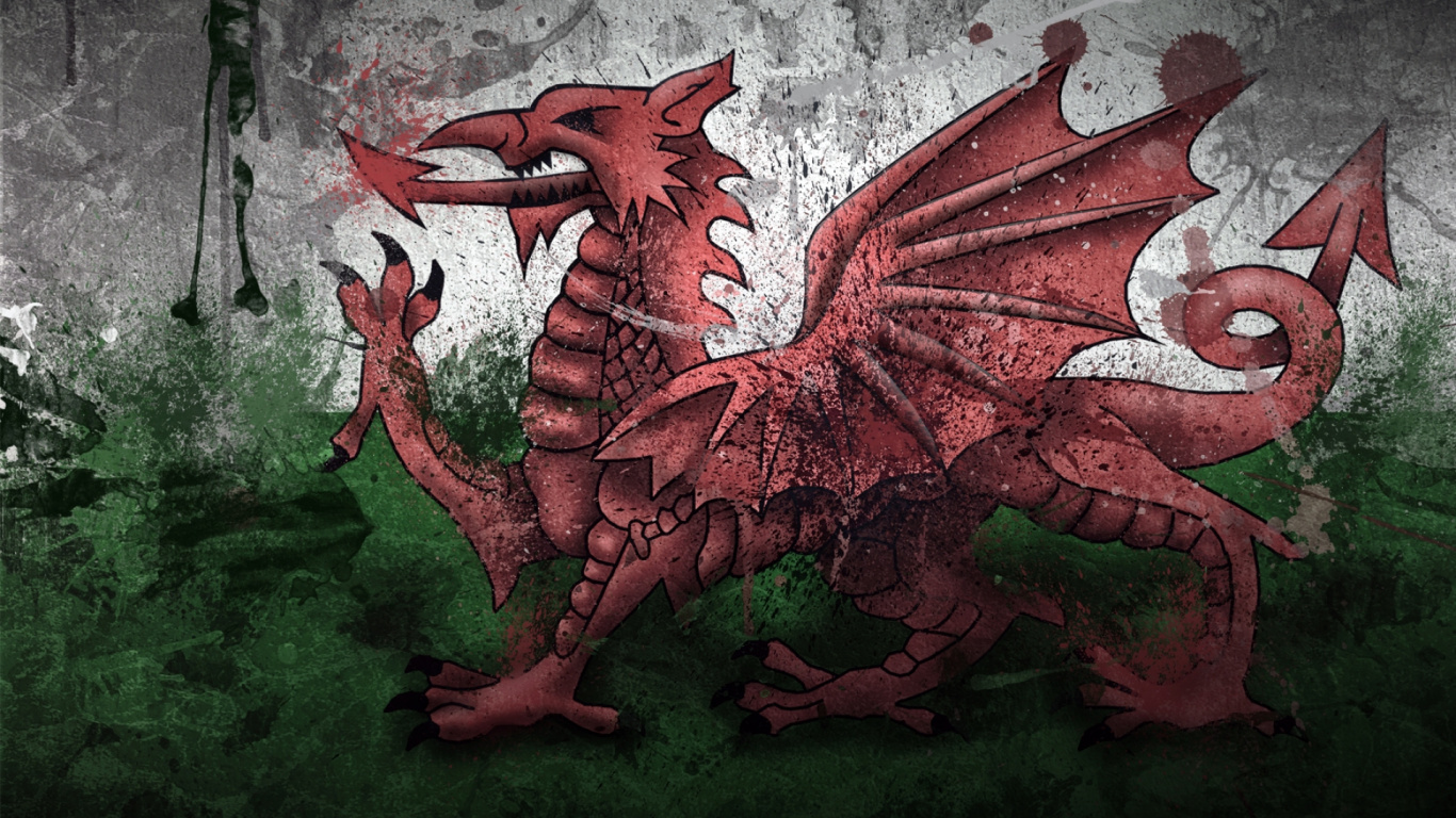 Roter Drache Auf Grauem Betonboden. Wallpaper in 1366x768 Resolution