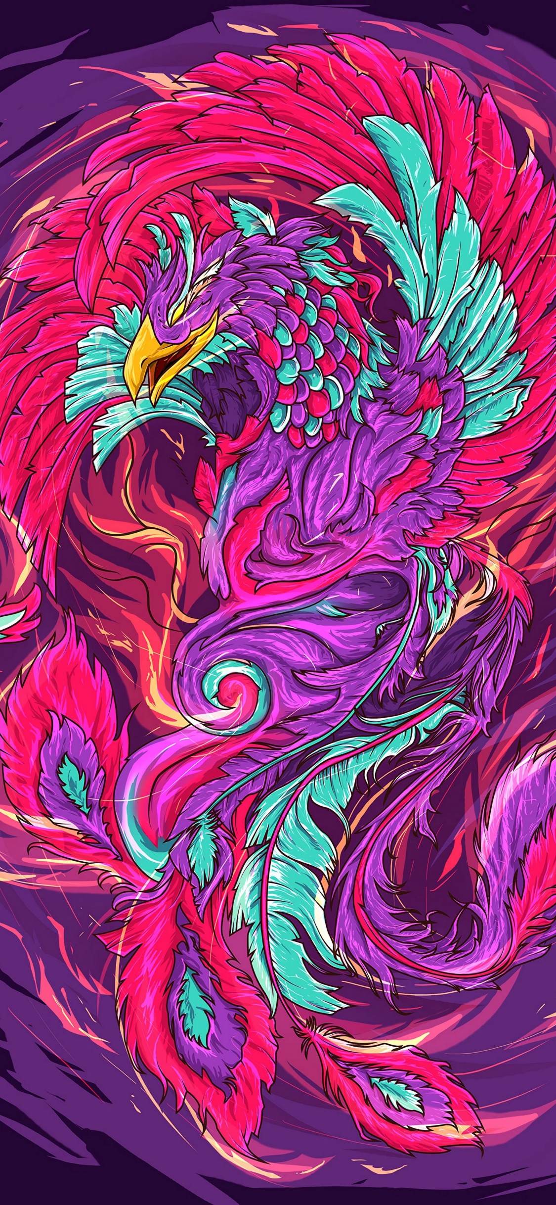 Oiseau Phénix, Phoenix, Peinture Par Numéro, Art, Dessin. Wallpaper in 1125x2436 Resolution