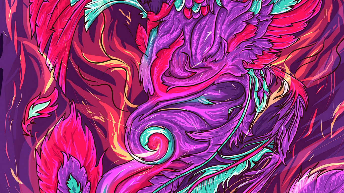 Oiseau Phénix, Phoenix, Peinture Par Numéro, Art, Dessin. Wallpaper in 1366x768 Resolution