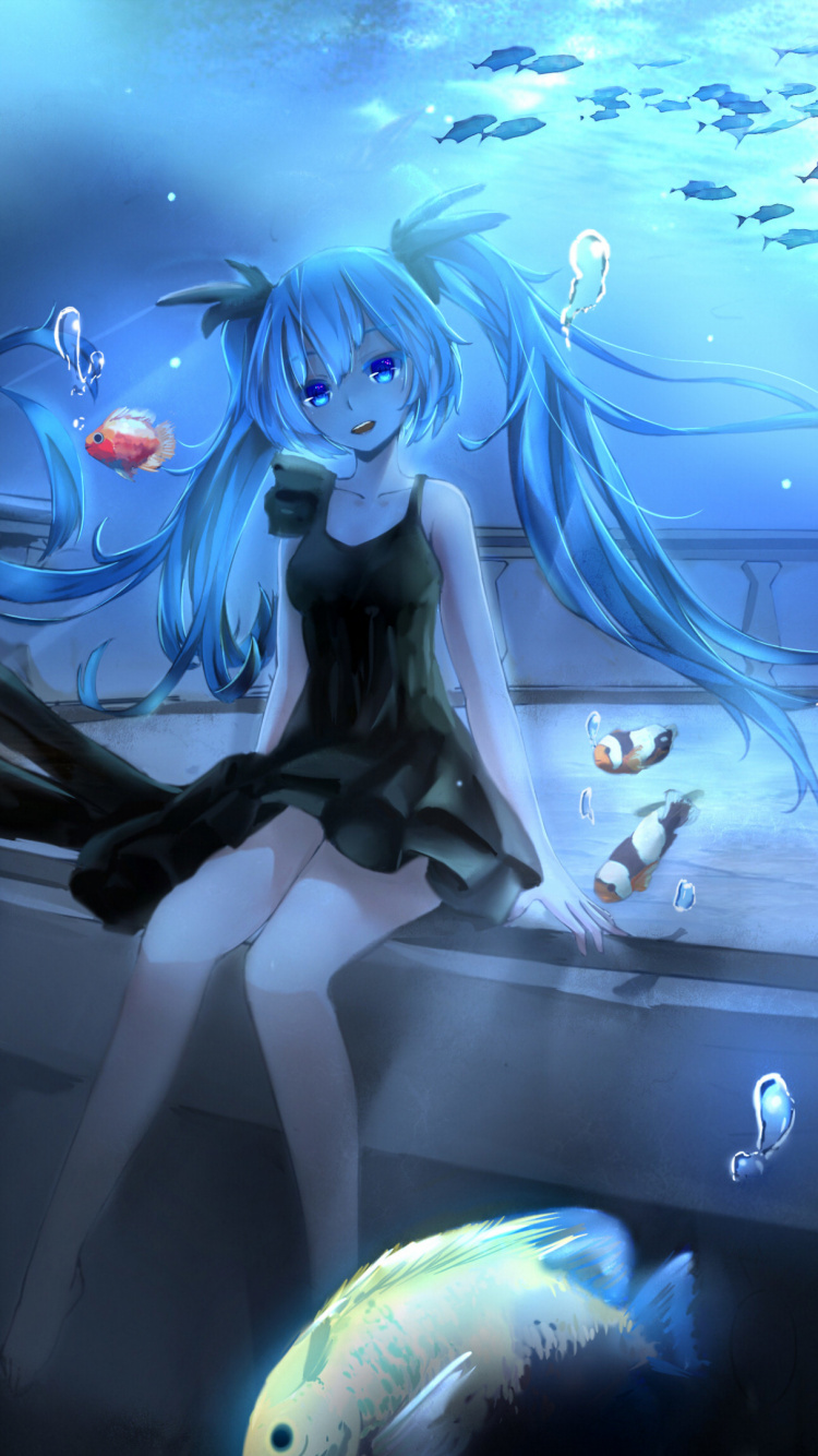Femme en Robe Noire et Blanche Personnage D'anime. Wallpaper in 750x1334 Resolution
