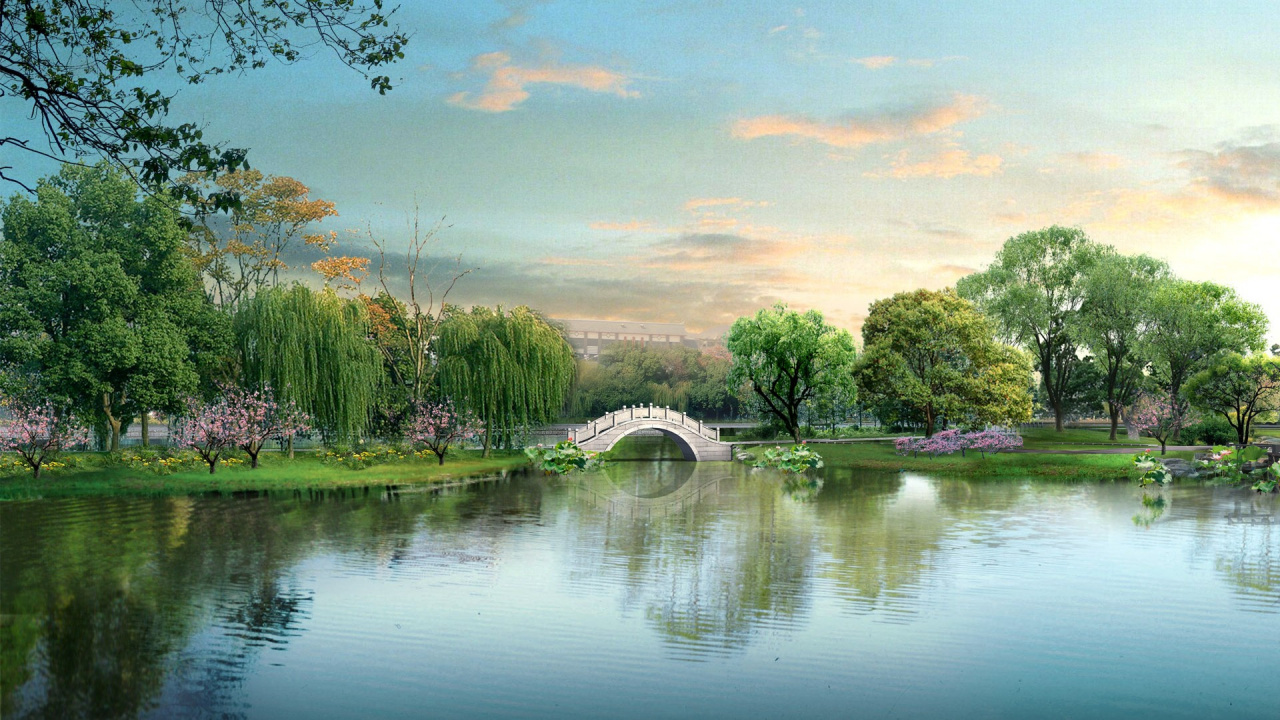 White Bridge Over River During Daytime. Wallpaper in 1280x720 Resolution
