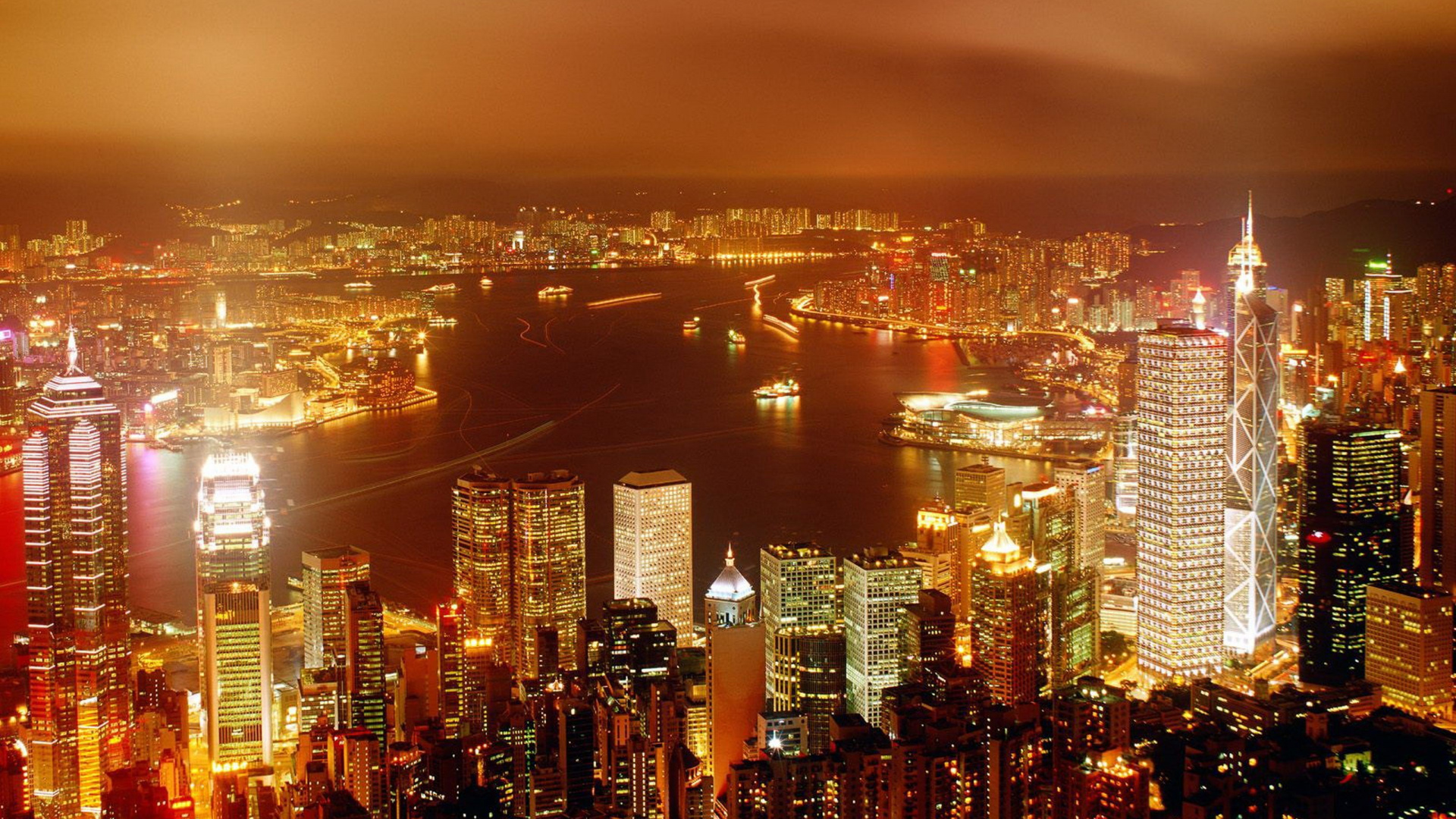 Horizon de la Ville Pendant la Nuit. Wallpaper in 1920x1080 Resolution