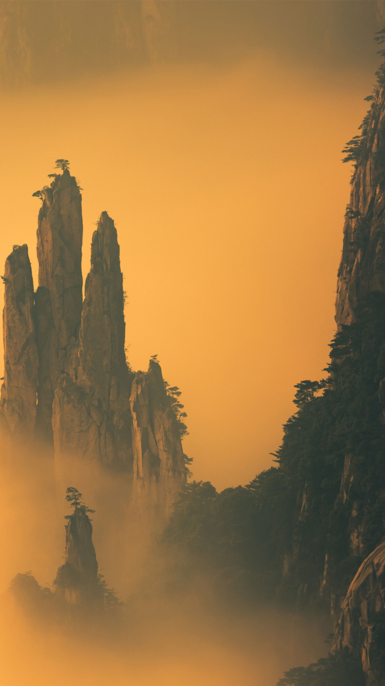 Nokia, Nokia 9, Huangshan Mountain, Terrain, Mist. Wallpaper in 750x1334 Resolution