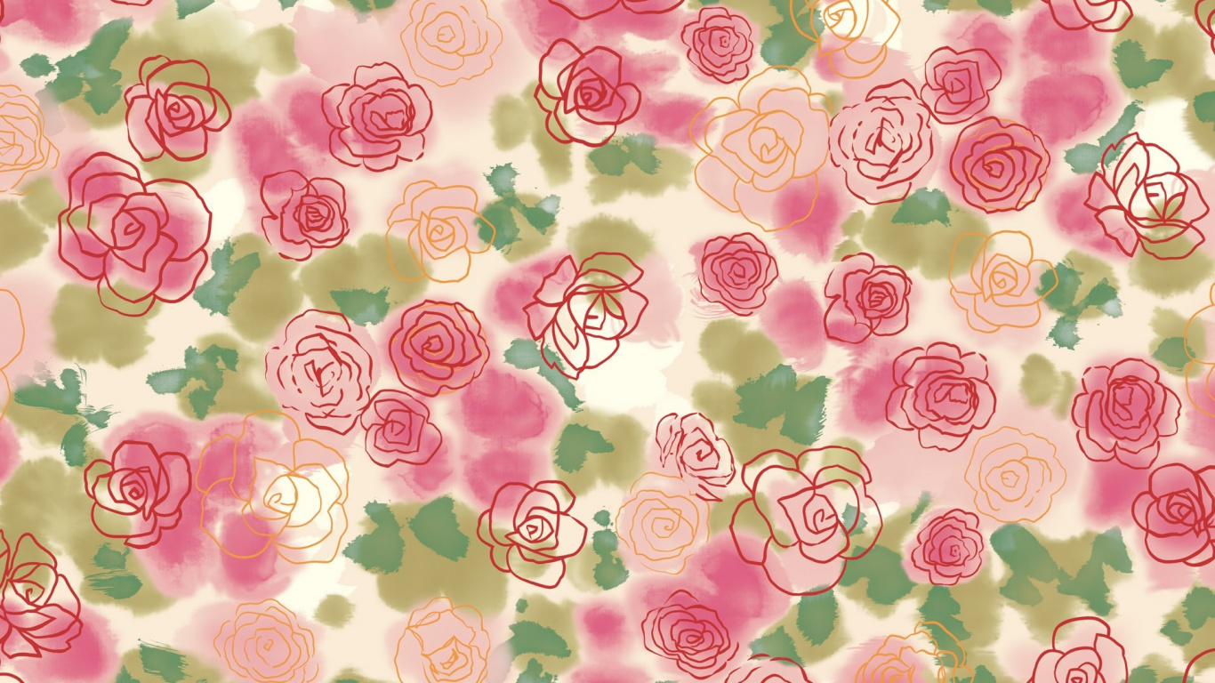 Textile Floral Rose et Blanc. Wallpaper in 1366x768 Resolution