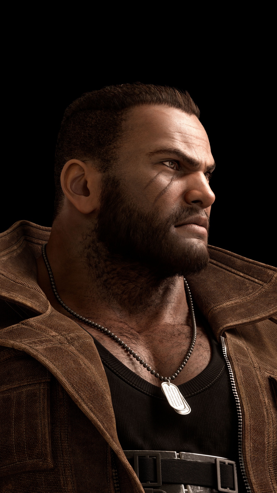 Final Fantasy VII-Remake, Barret Wallace, Cloud Strife, Aerith Gainsborough, Gesichtsbehaarung. Wallpaper in 1080x1920 Resolution