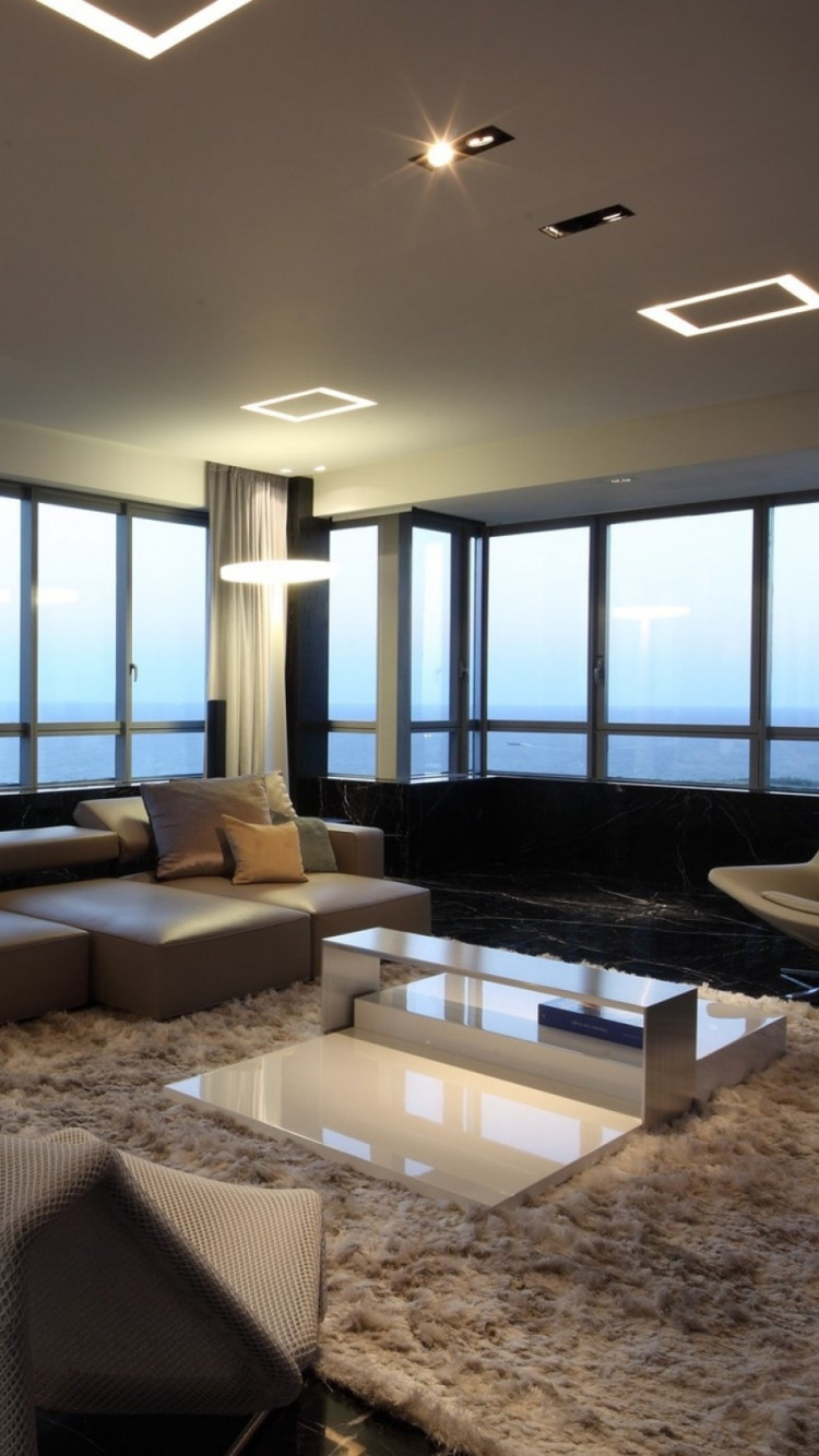 Ensemble de Salon Blanc et Marron. Wallpaper in 750x1334 Resolution