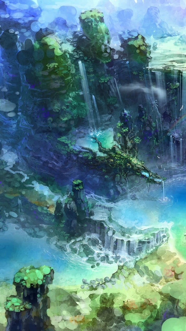 Grüne Und Blaue Abstrakte Malerei. Wallpaper in 720x1280 Resolution