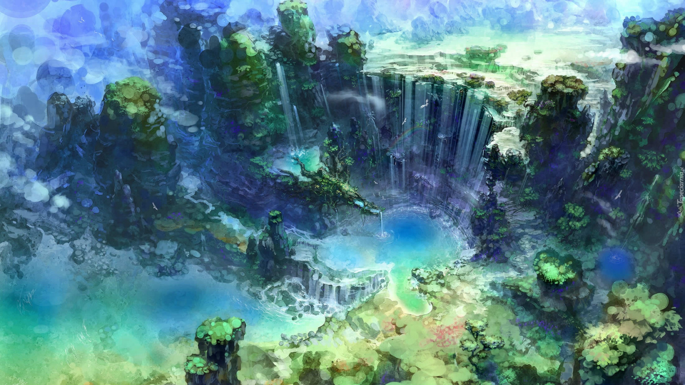 Peinture Abstraite Verte et Bleue. Wallpaper in 1366x768 Resolution