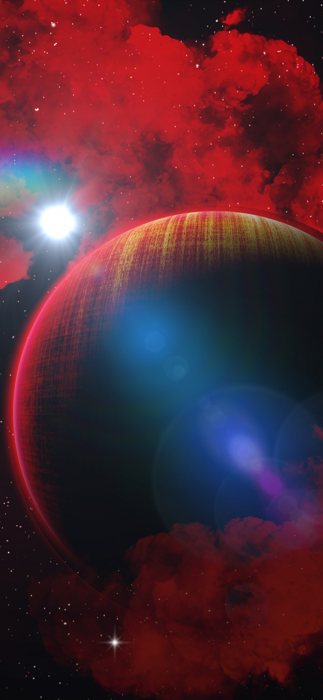 Galaxia Roja y Azul Con Estrellas. Wallpaper in 1125x2436 Resolution