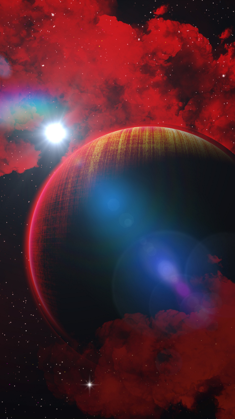 Galaxie Rouge et Bleue Avec Des Étoiles. Wallpaper in 750x1334 Resolution