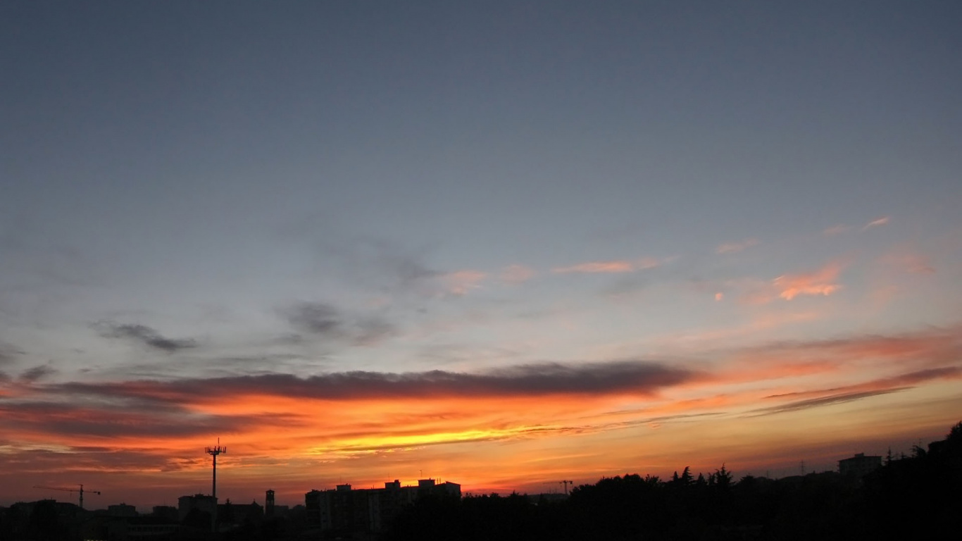 日落, 余辉, 日出, 晚上, 地平线 壁纸 1366x768 允许