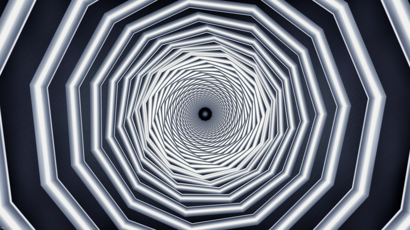 White and Black Round Illustration. Wallpaper in 1366x768 Resolution