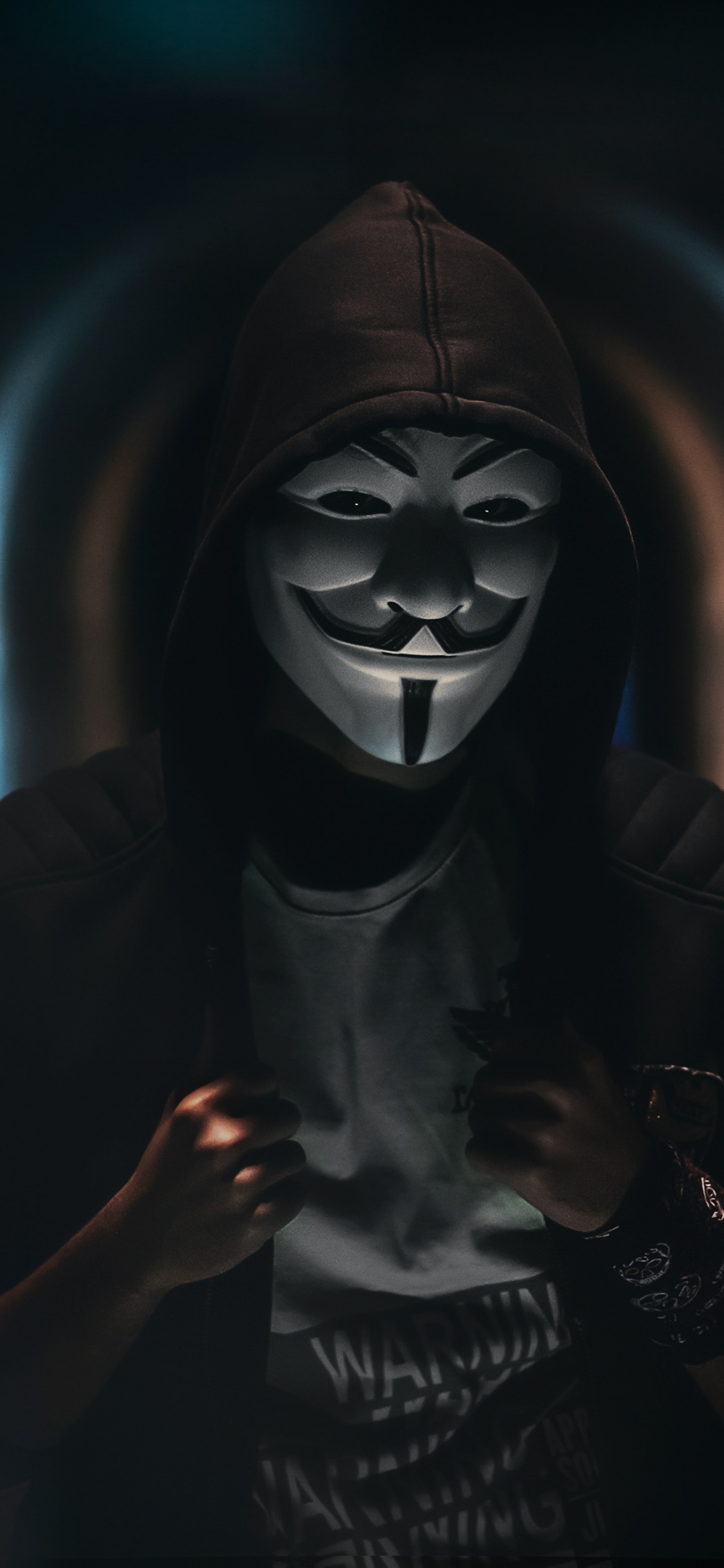 Person Wearing Guy Fawkes Mask. Wallpaper in 1125x2436 Resolution