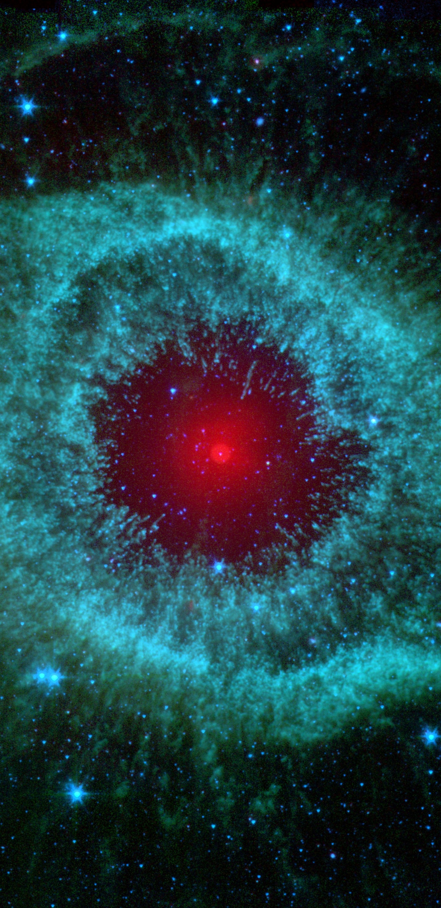 Ilustración de Galaxia Verde y Azul. Wallpaper in 1440x2960 Resolution