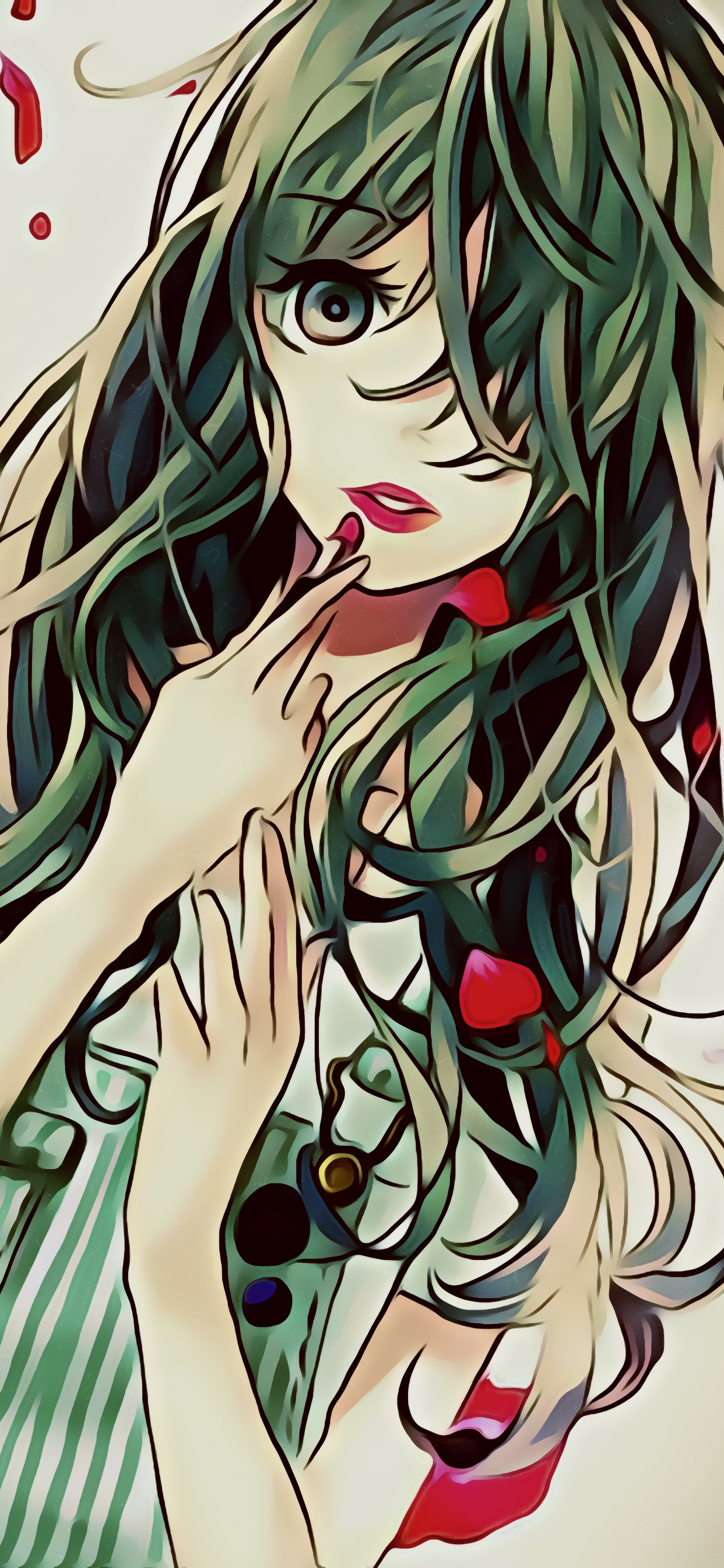 Frau im Grünen Kleid Anime-Charakter. Wallpaper in 1242x2688 Resolution