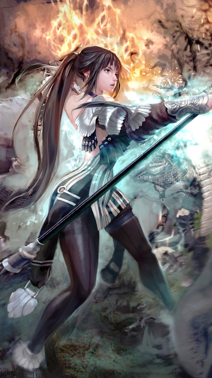 Frau im Schwarzen Kleid Mit Waffe. Wallpaper in 720x1280 Resolution