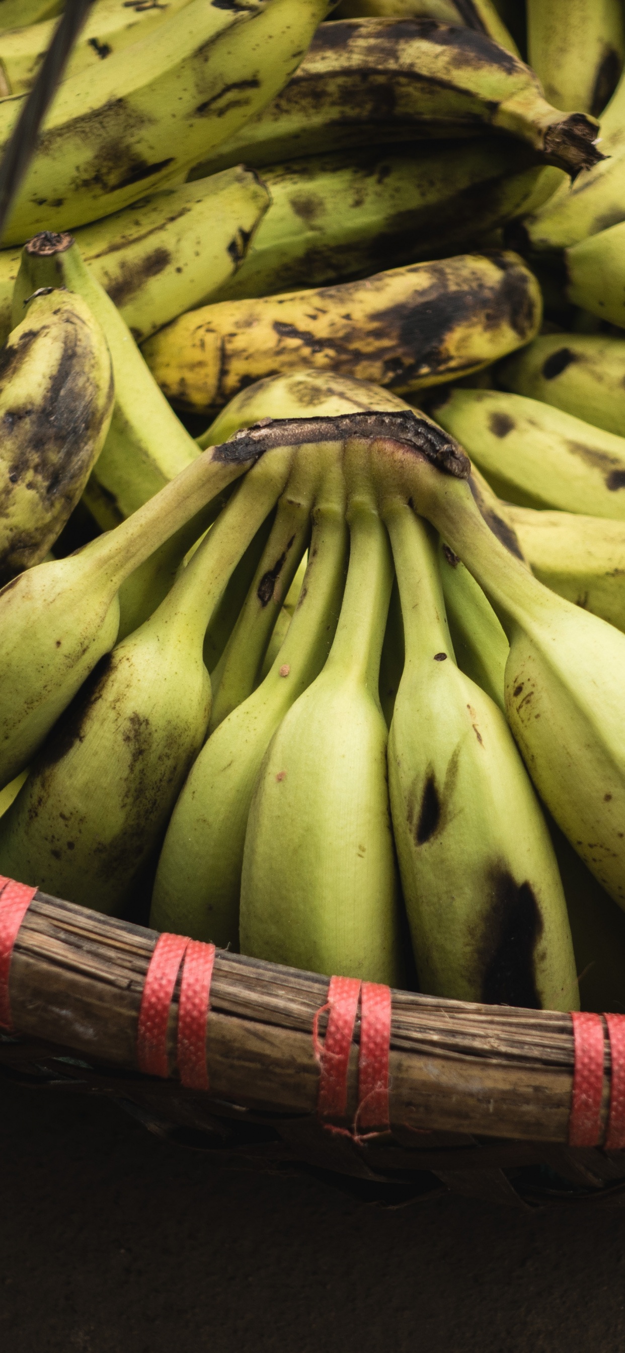 Green Banana Fruit on Brown Woven Basket. Wallpaper in 1242x2688 Resolution