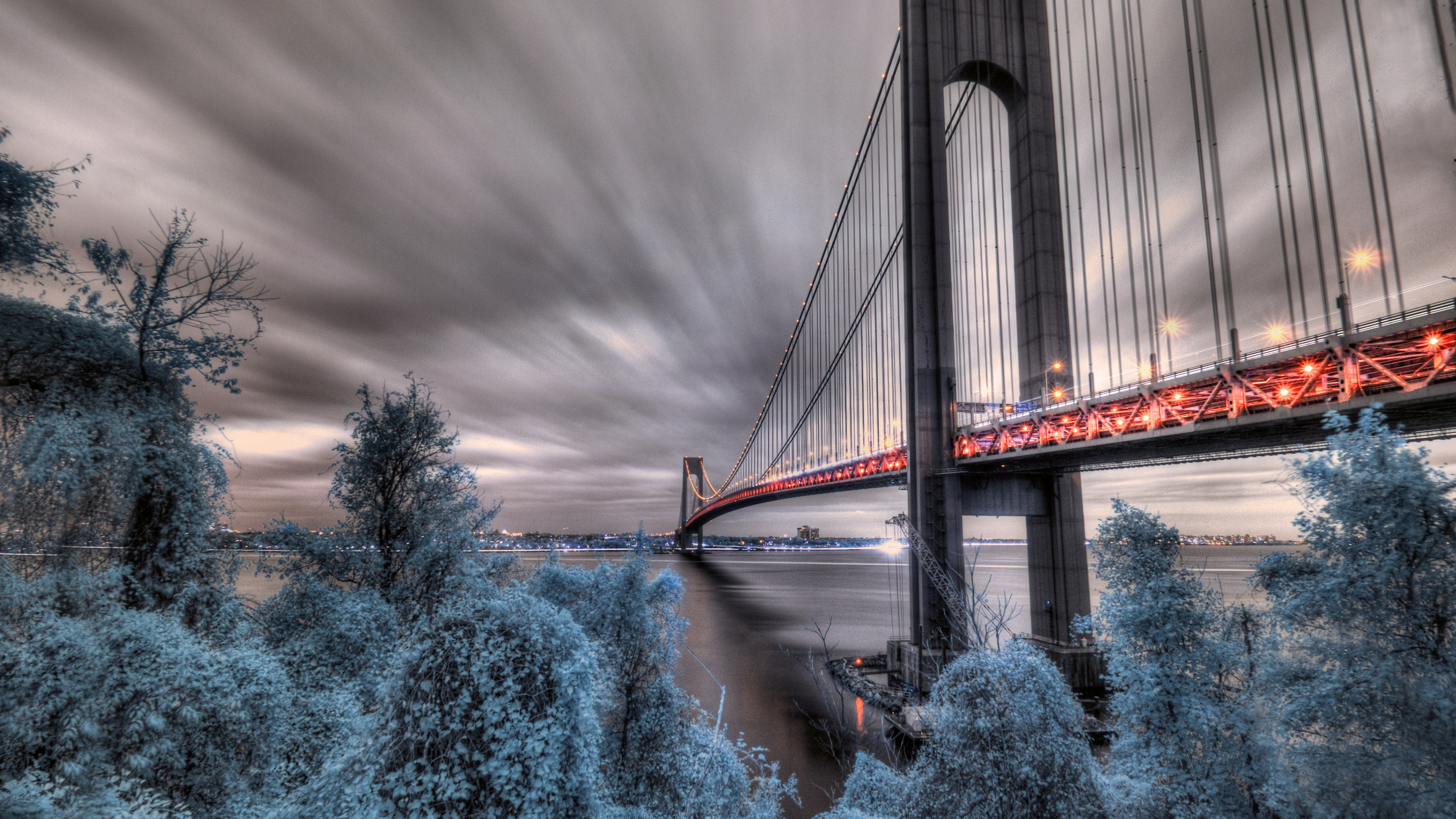 Fort Wadsworth, Verrazzano-Narrows Bridge, Cloud, Water, Atmosphere. Wallpaper in 3840x2160 Resolution