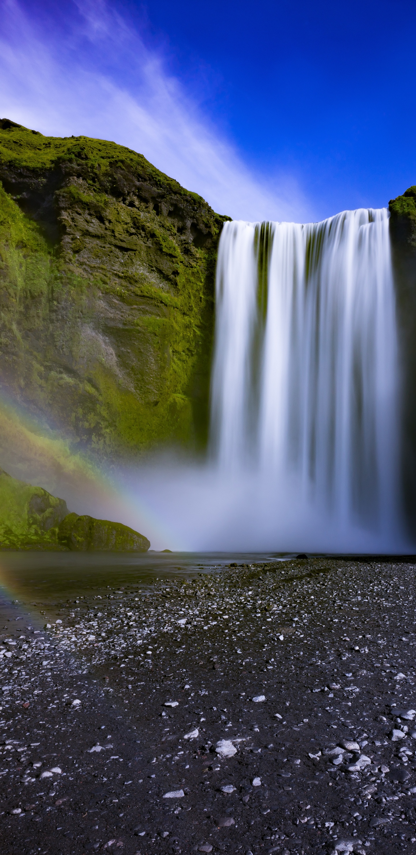 Water Falls Under Blue Sky During Daytime. Wallpaper in 1440x2960 Resolution