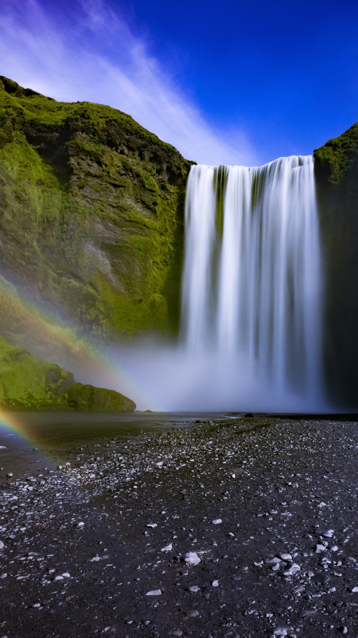 Water Falls Under Blue Sky During Daytime. Wallpaper in 720x1280 Resolution