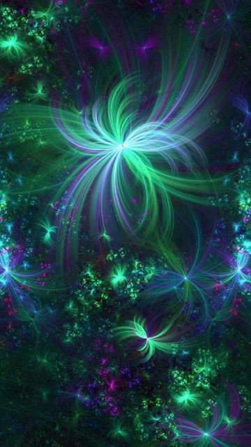 Image purple and green lighted tree