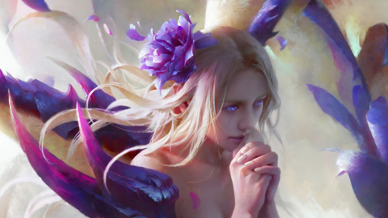 Femme en Robe Noire Aux Cheveux Violets et Blancs. Wallpaper in 3114x1752 Resolution