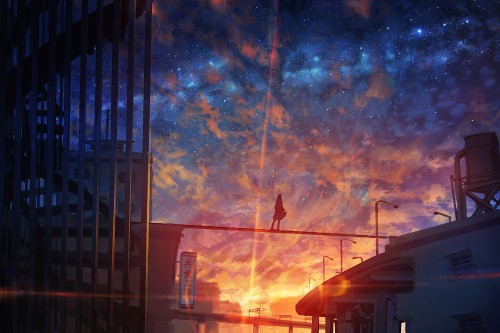 Image art, illustration, anime, landscape, cloud