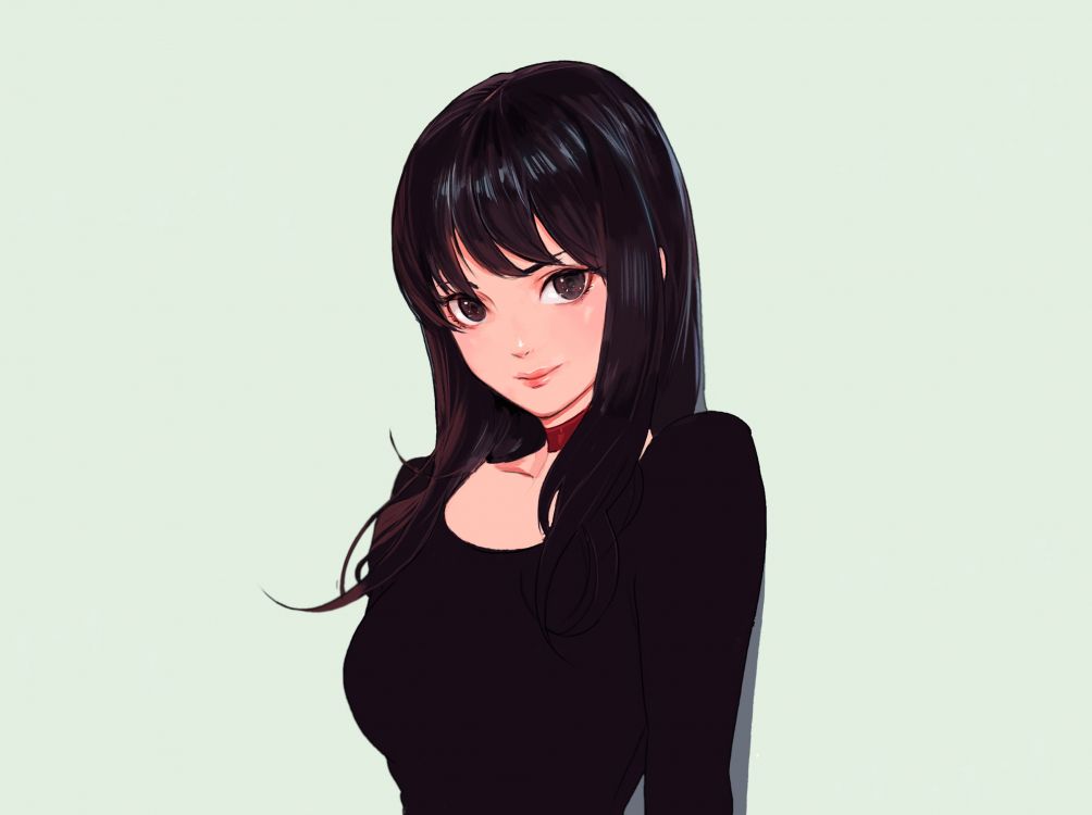 Mujer en Camisa de Manga Larga Negra. Wallpaper in 2624x1960 Resolution