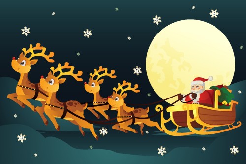 Image Santa Claus, reindeer, vector graphics, Christmas Day, illustration