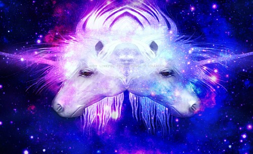 Image purple and white animal head painting