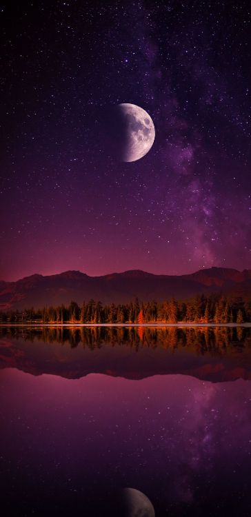 nature, water, atmosphere, moon, light