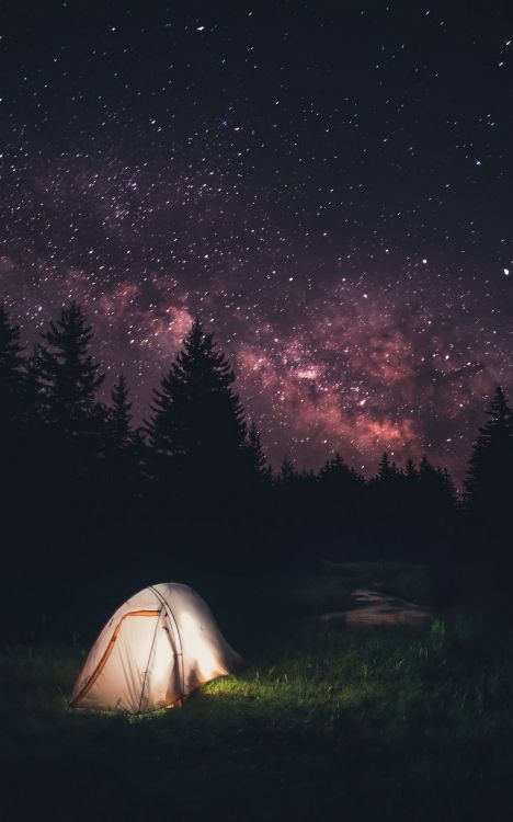 white tent under starry night