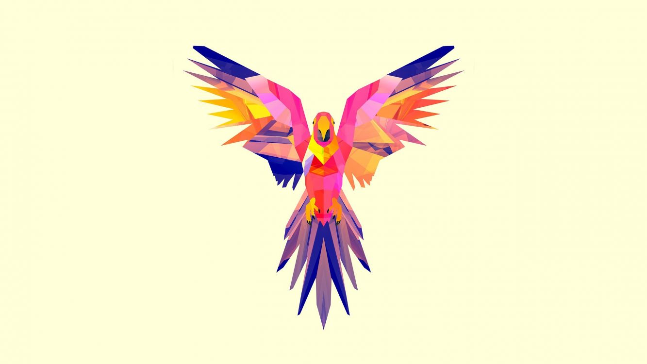 Illustration D'oiseau Jaune Bleu et Rouge. Wallpaper in 2560x1440 Resolution