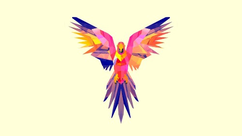 Image yellow blue and red bird illustration