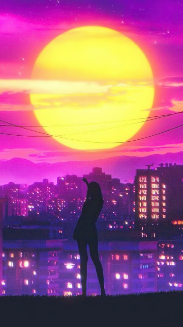 Image Retrowave, cloud, building, world, light