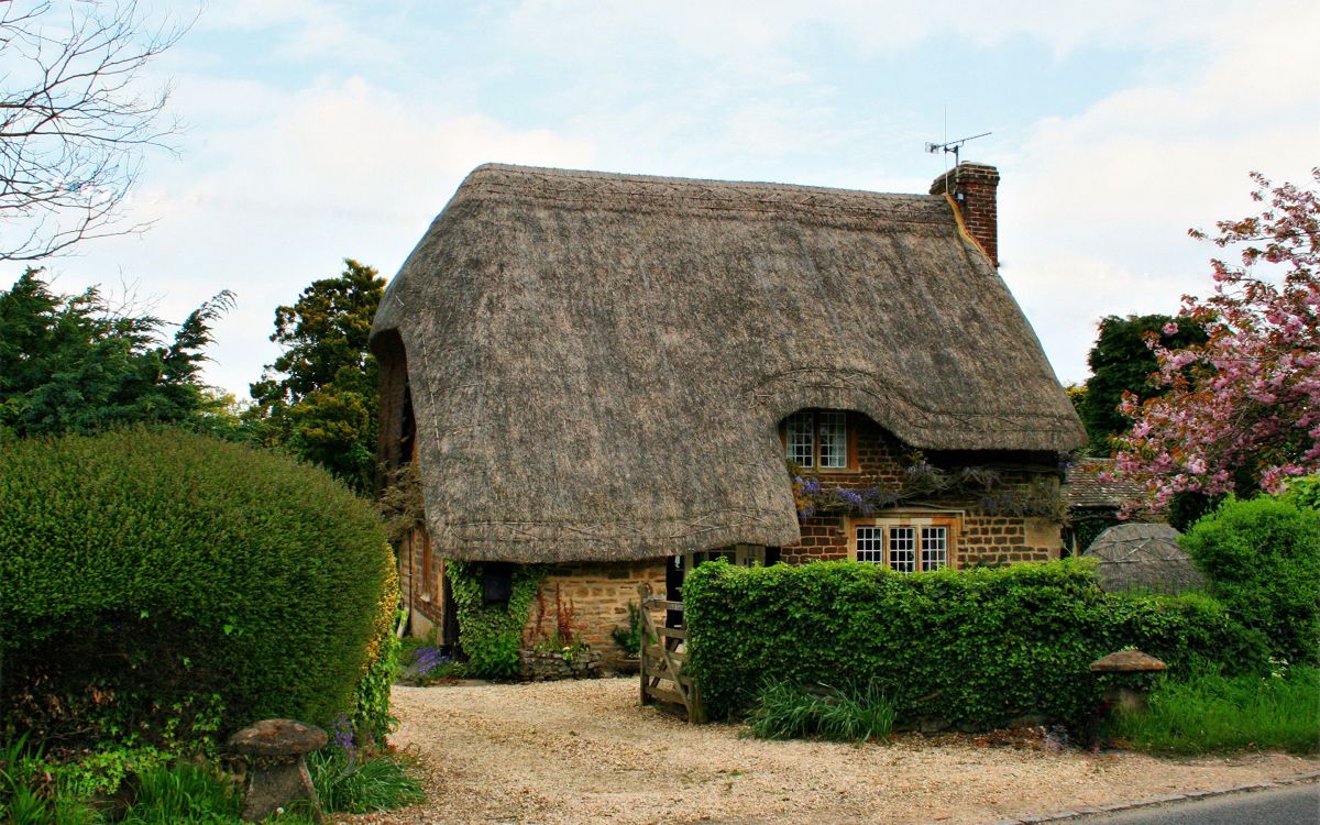 Maison en Bois Marron Près D'arbres Verts Sous Des Nuages Blancs Pendant la Journée. Wallpaper in 2880x1800 Resolution