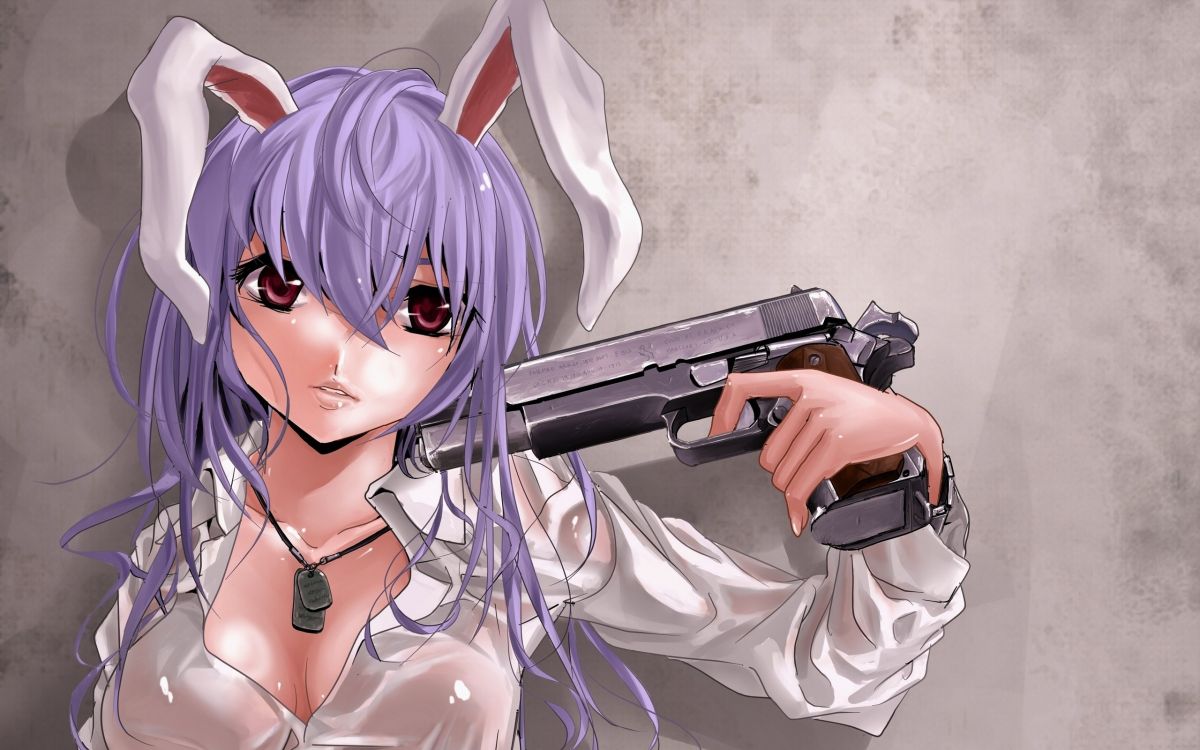 Femme en Robe Blanche Tenant un Personnage D'anime de Fusil Noir. Wallpaper in 2560x1600 Resolution