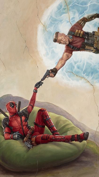 deadpool 2 phone, wires, poster, superhero, cable deadpool