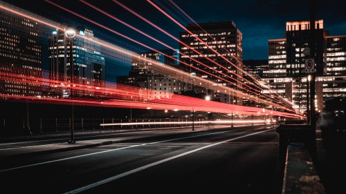 Image time lapse photography of city lights during night time