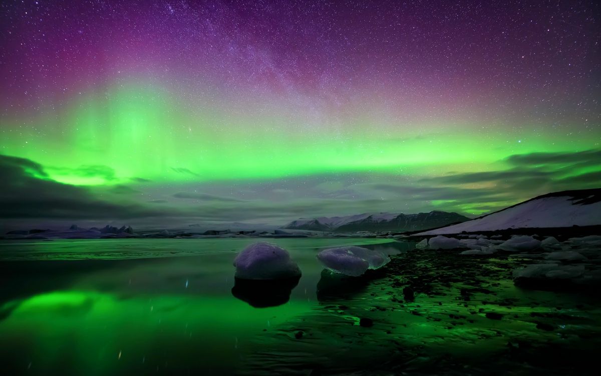 aurora, light, nature, green, natural landscape