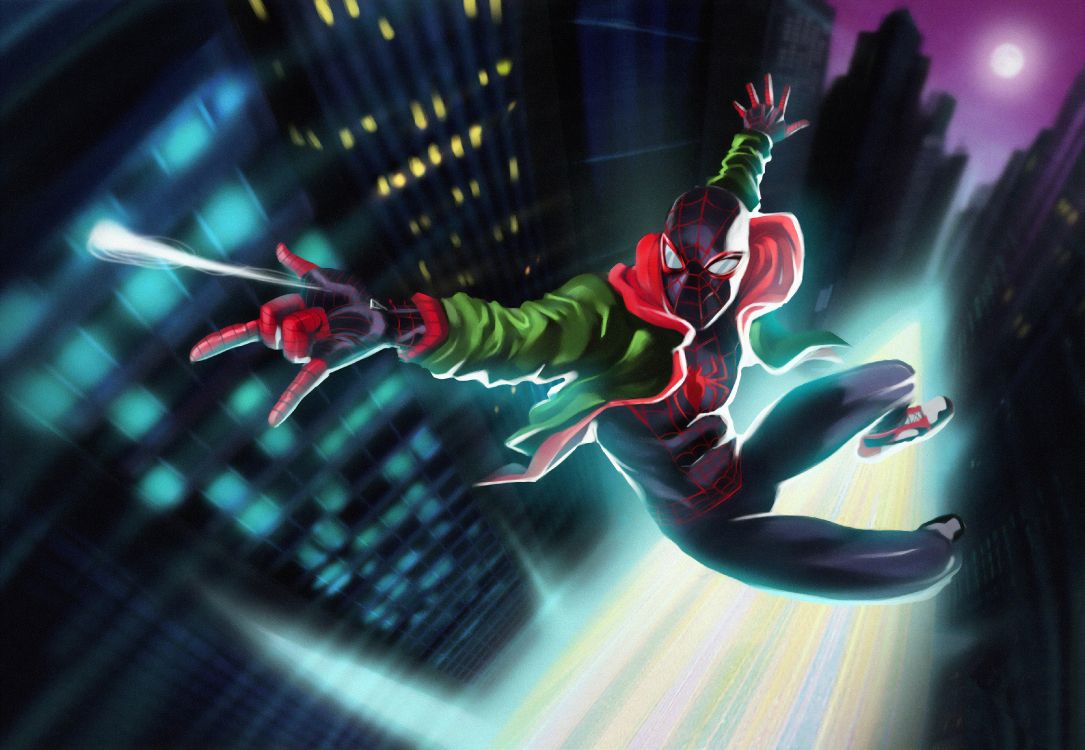 里*莫拉莱斯, Spider-man, 图形设计, 街舞, 动画 壁纸 3840x2654 允许